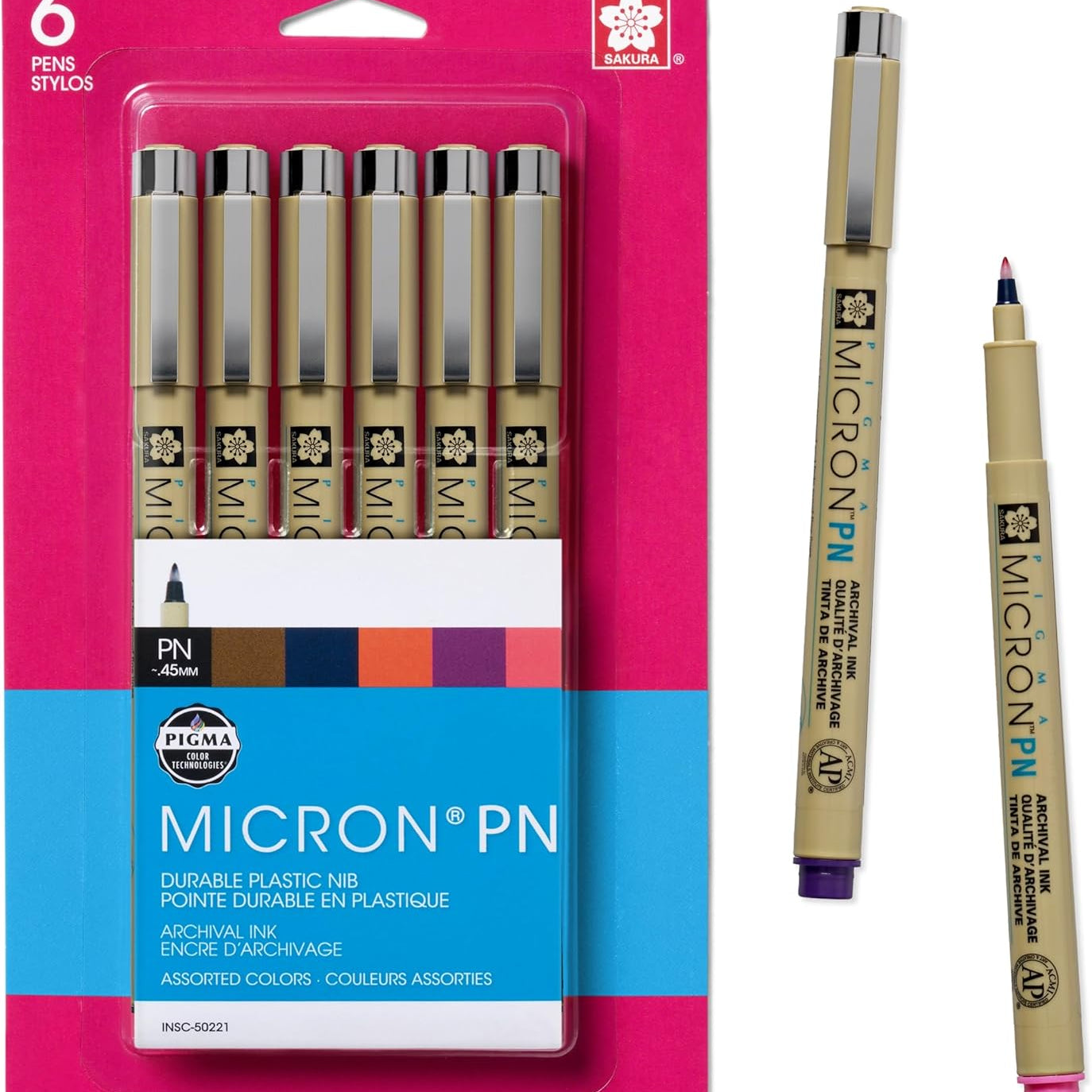 6Pc Micron Plastic Nib Pen Set CW-10119