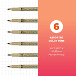 6Pc Micron Plastic Nib Pen Set CW-10119_1