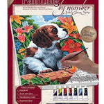 Puppy & Flowers Paint By Number Canvas Small CW-10500