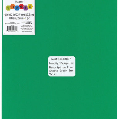 GREEN 9X12 FOAM SHEET 2MM CW-10878