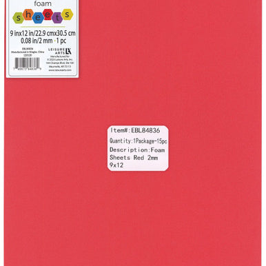 RED 9X12 CRAFT FOAM SHEET CW-10879