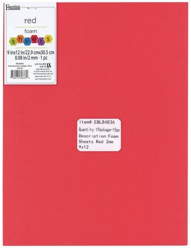 RED 9X12 FOAM SHEET 2MM CW-10879