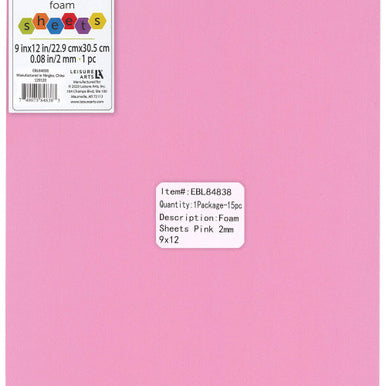 PINK 9X12 CRAFT FOAM SHEET CW-10880