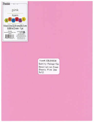 PINK 9X12 FOAM SHEET 2MM CW-10880