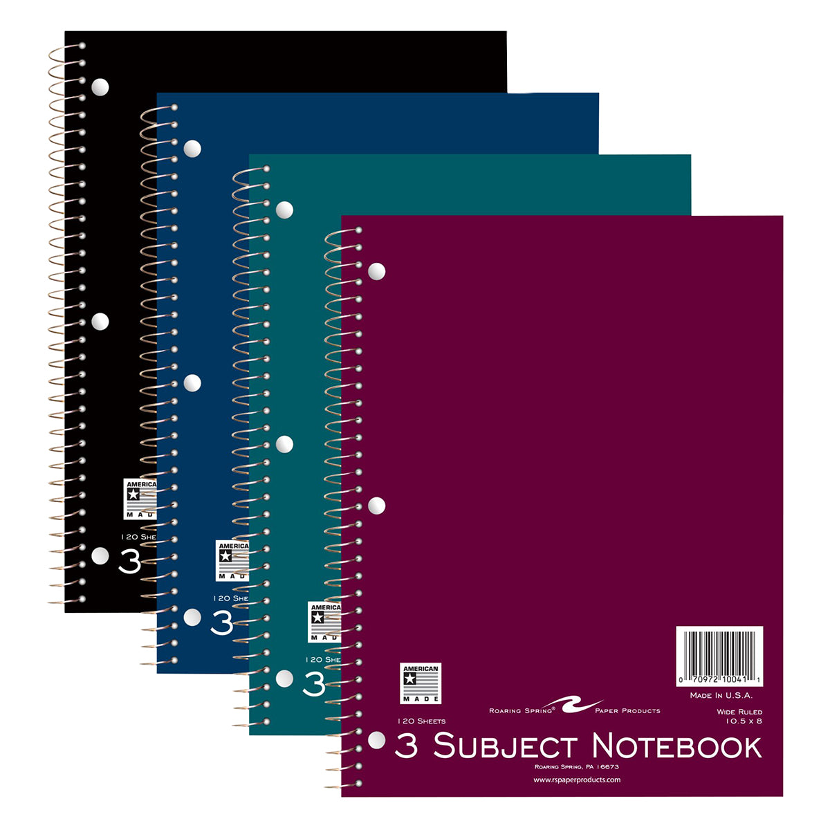 Nb 1 Subject Notebook Assorted Colors Spiral CW-12009