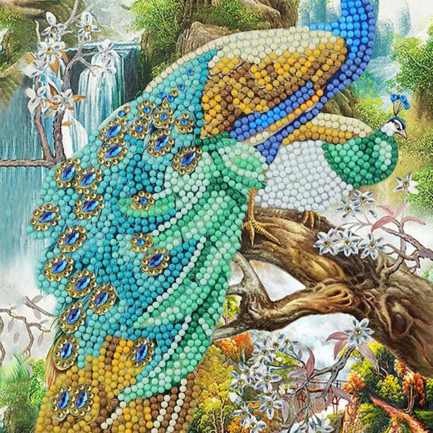 Peacock Waterfall Crystal Art Notebook Kit CW-12087_ea9de02d-7fc7-4f8e-b1c7-6e1c87ca1df6