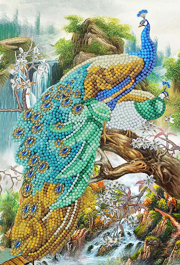 Peacock Waterfall Crystal Art Notebook Kit CW-12087_ea9de02d-7fc7-4f8e-b1c7-6e1c87ca1df6