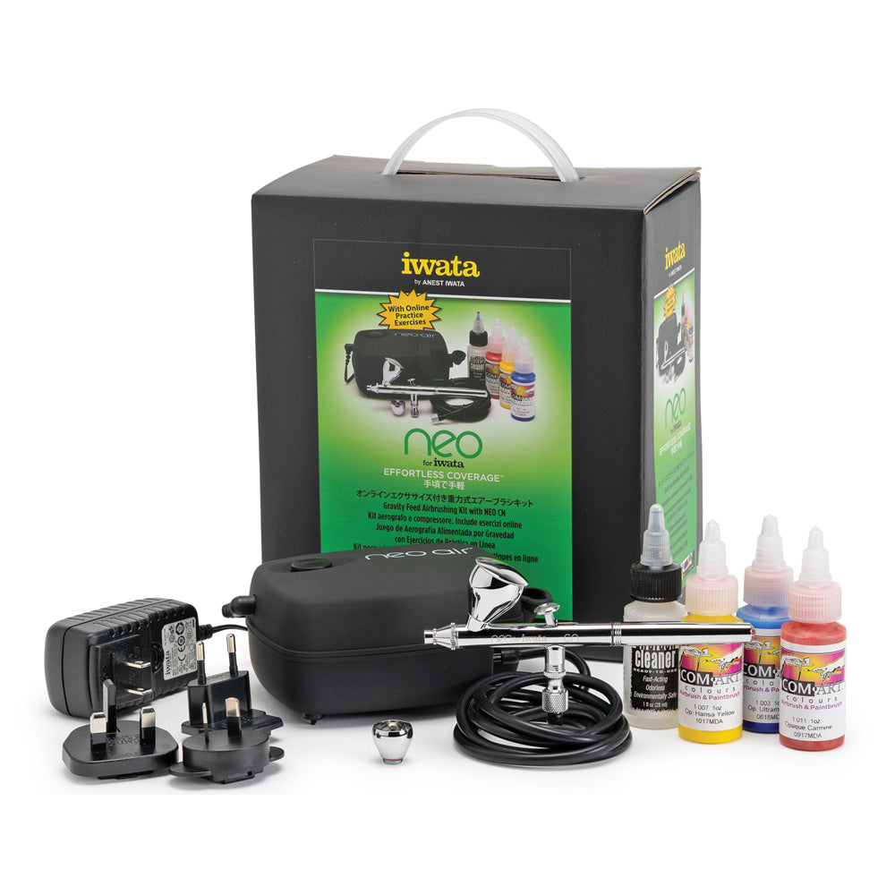 Iwata Neo Gravity Feed Air Brush Kit W/ Compressor Iw120 CW-12306