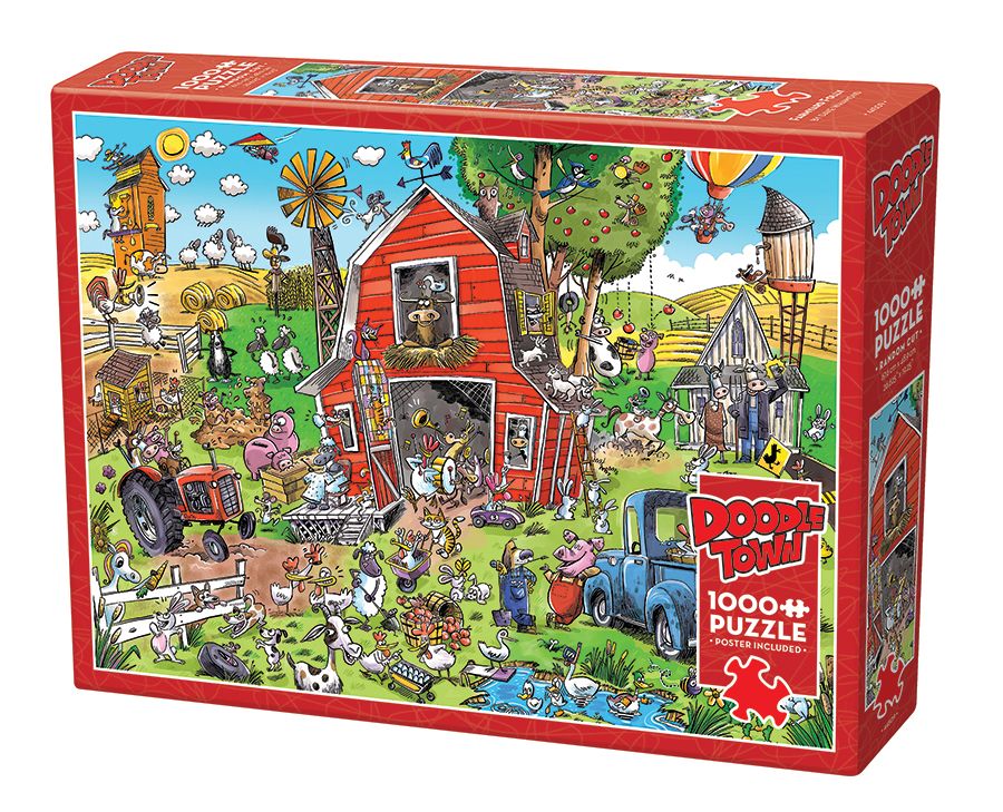 Doodle Town: Farmyard Folly 1000 Pc Puzzle - Whamond. Dave CW-13173_1
