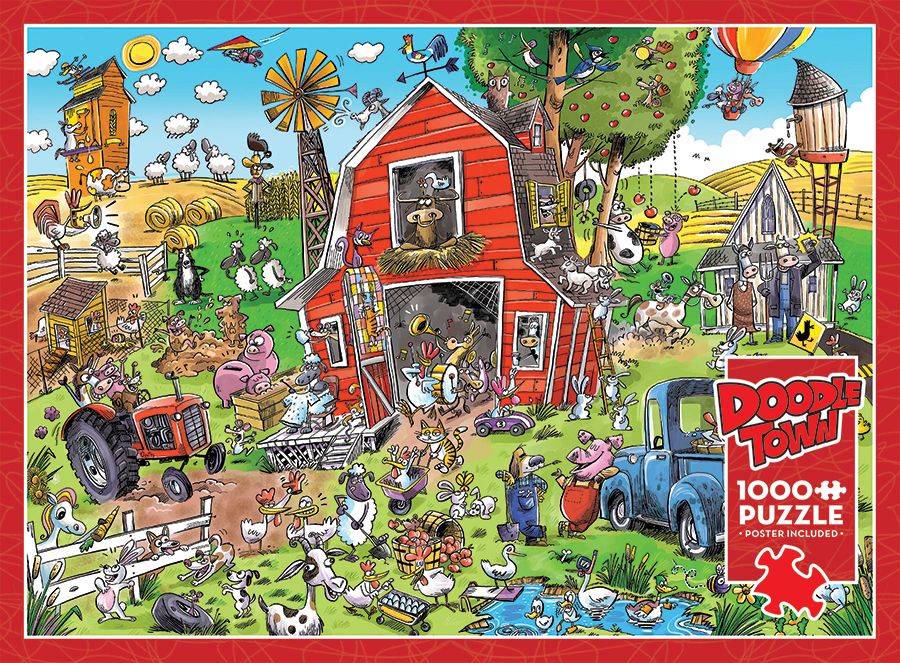 Doodle Town: Farmyard Folly 1000 Pc Puzzle - Whamond. Dave CW-13173_2