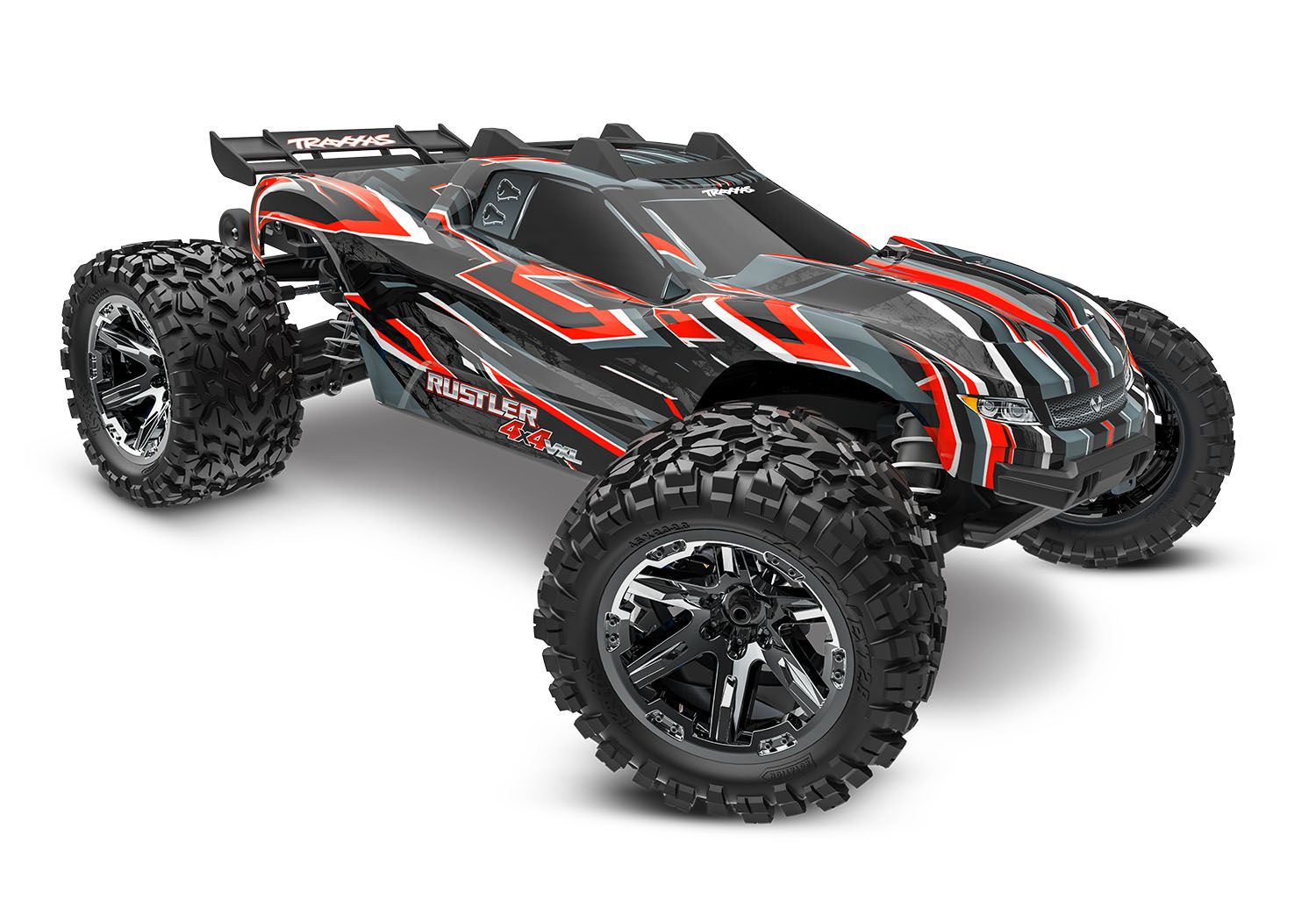 Traxxas Rustler 4X4 VXL RC Vehicle With Extreme Heavy Duty Upgrades (1/10) - Red CW-13348