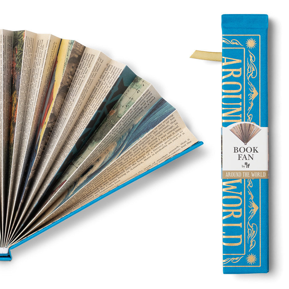 Around The World Book Fan (Blue) by If Usa CW-14709