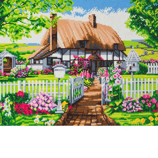 ROSE COTTAGE LARGE CRYSTAL ART MOUNTED KIT (19.7" X 15.75") CW-14760