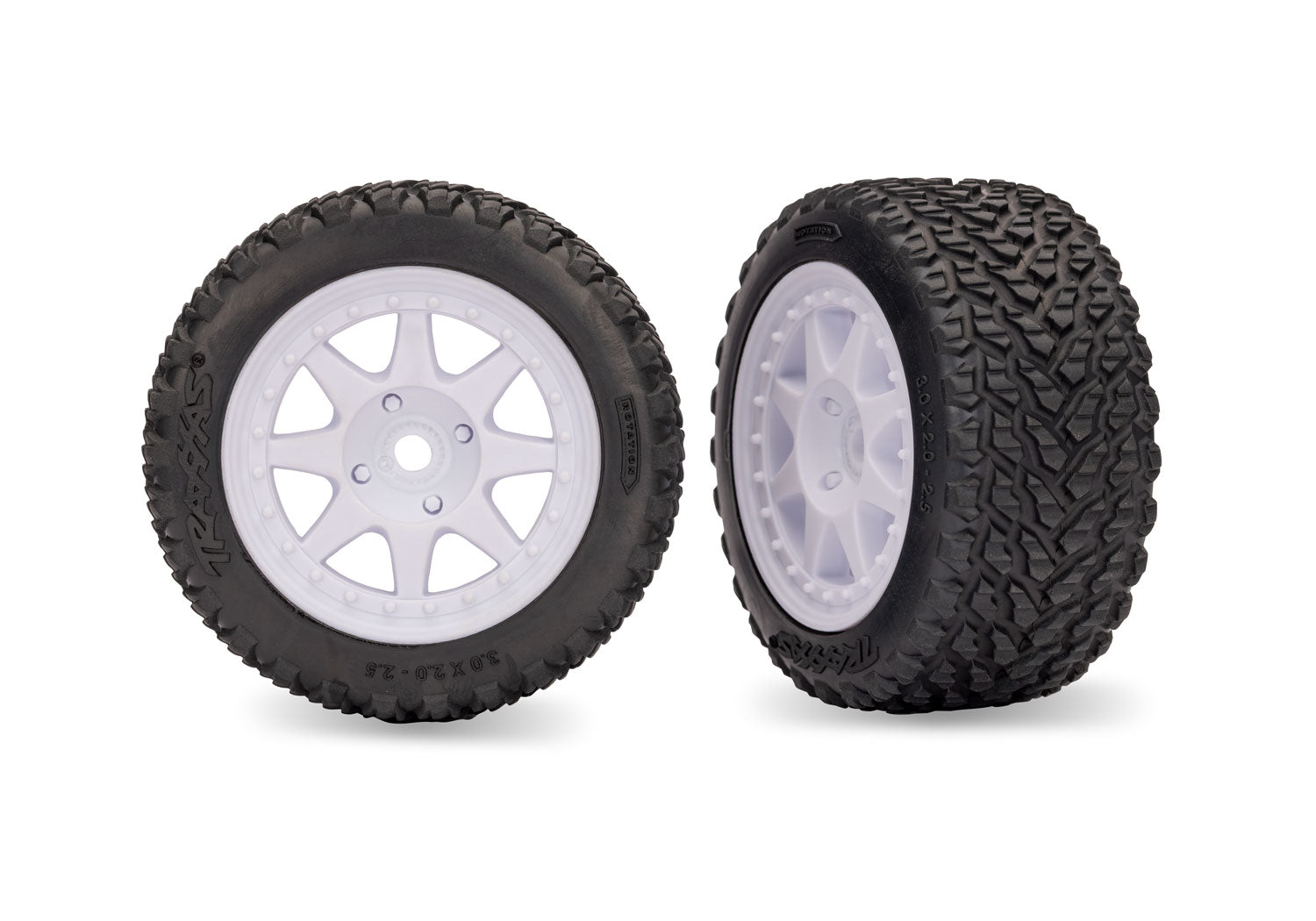 WHITE REAR MINI RALLY WHEELS WITH HARD TIRES (2) (10873-WHT) 31 CW-15444