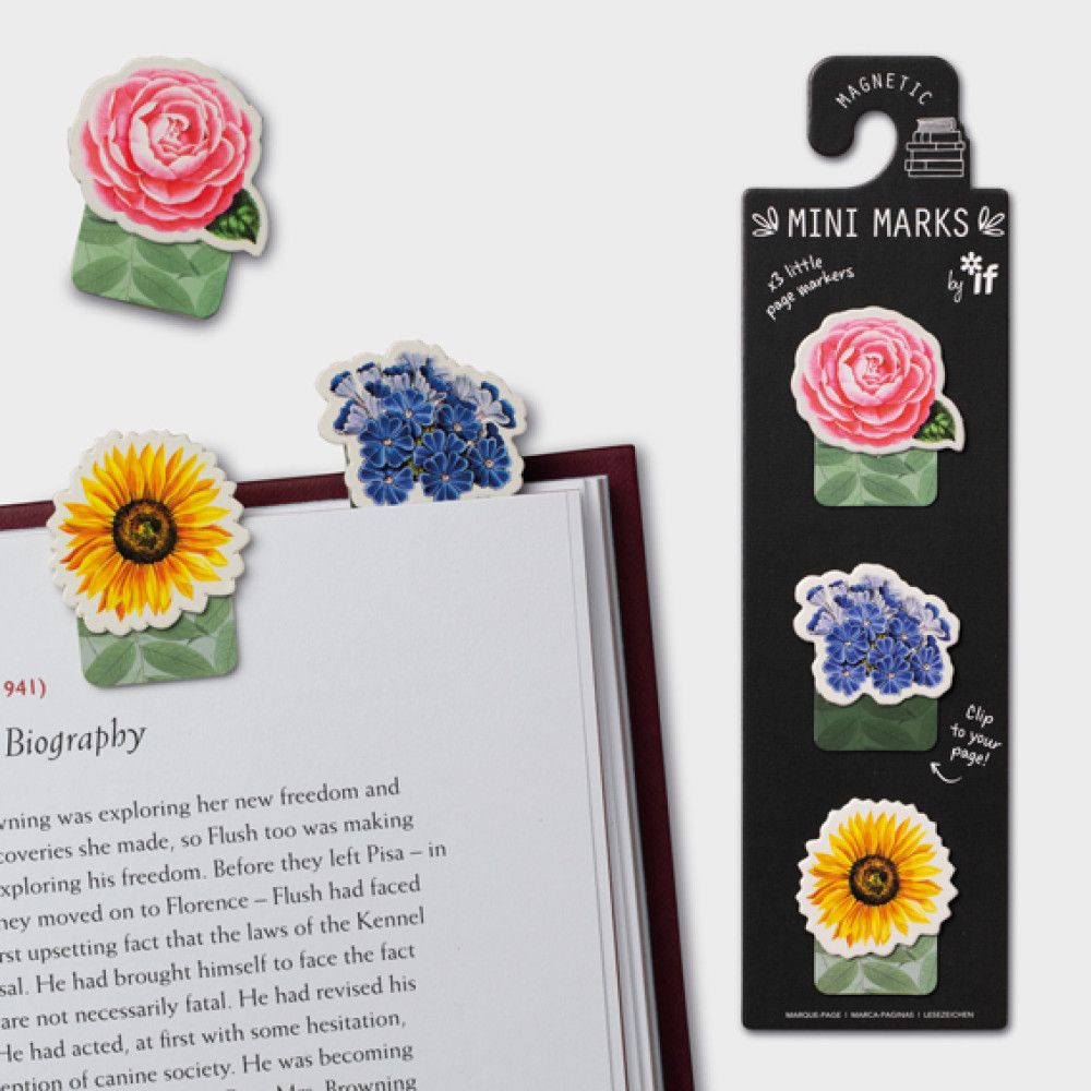 Flowers Mini Marks Magnetic Bookmarks 20 CW-15479