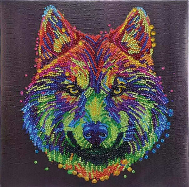 COLORFUL WOLF MEDIUM CRYSTAL ART MOUNTED KIT (11.8" X 11.8") 30 CW-15552