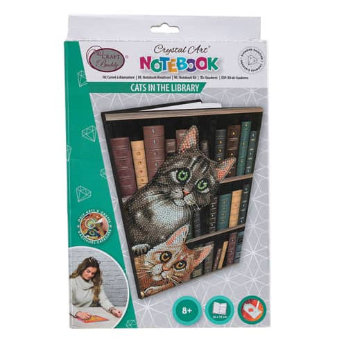 Cats in the Library Crystal Art Notebook Kit 30 CW-15556