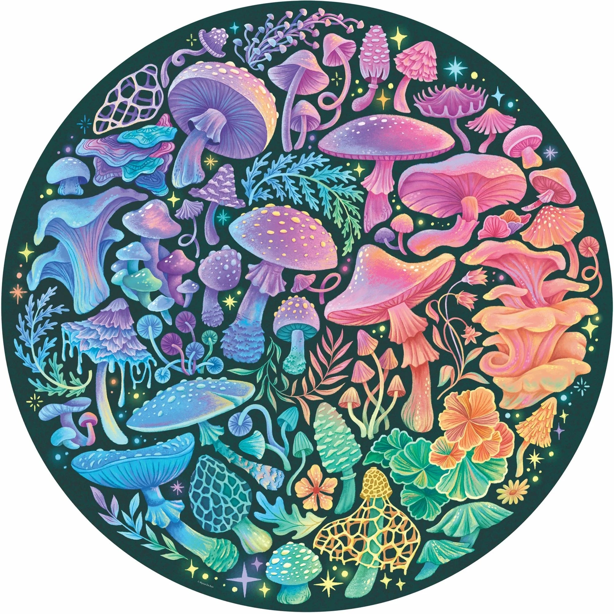 Mushrooms 500-Piece Round Jigsaw Puzzle from Ravensburger 20 CW-15773