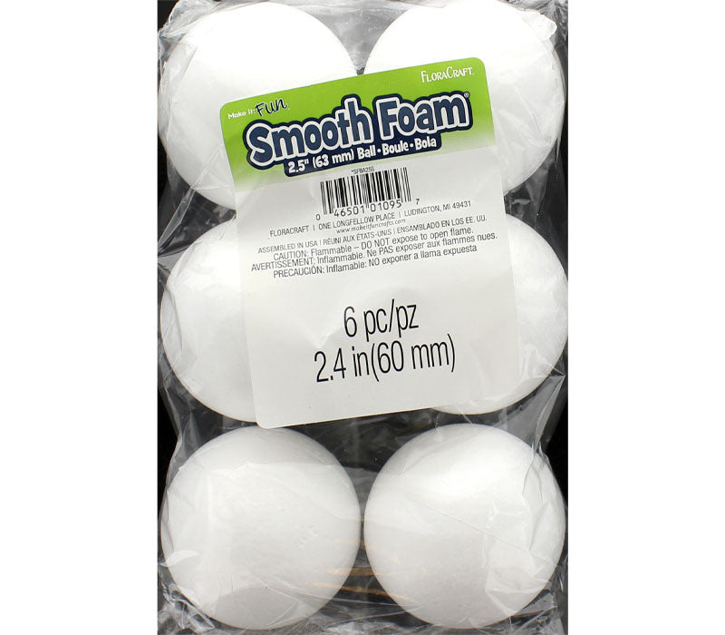 Smooth Foam Ball 2.5" 6 Pc FL170845