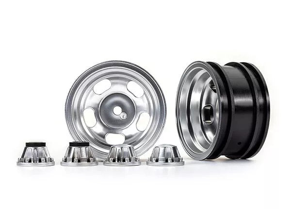 TRAXXAS RC WHEELS SATIN CHROME 2.2 W/ CNTR CAP PART # 8158 FL176141