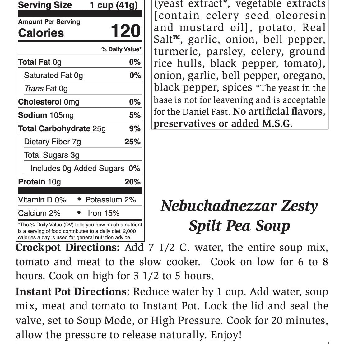 Nebuchadnezzar Zesty Split Pea Soup - Large JB-19257