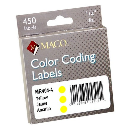 Round Dot Labels 1/4" Yellow JB-20425
