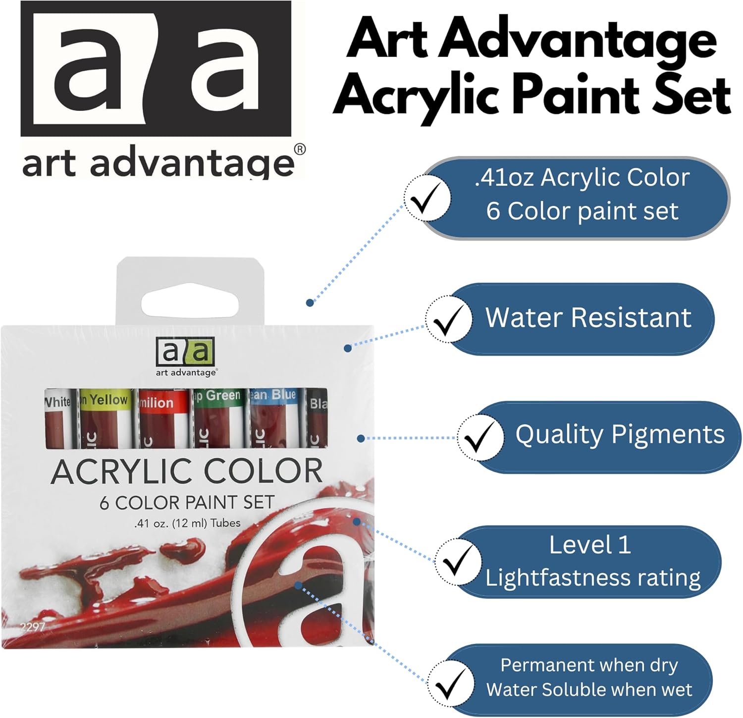 Art Advantage Paint Set Acrylic .41Oz 6 Color Arts & Crafts JB-20586_1