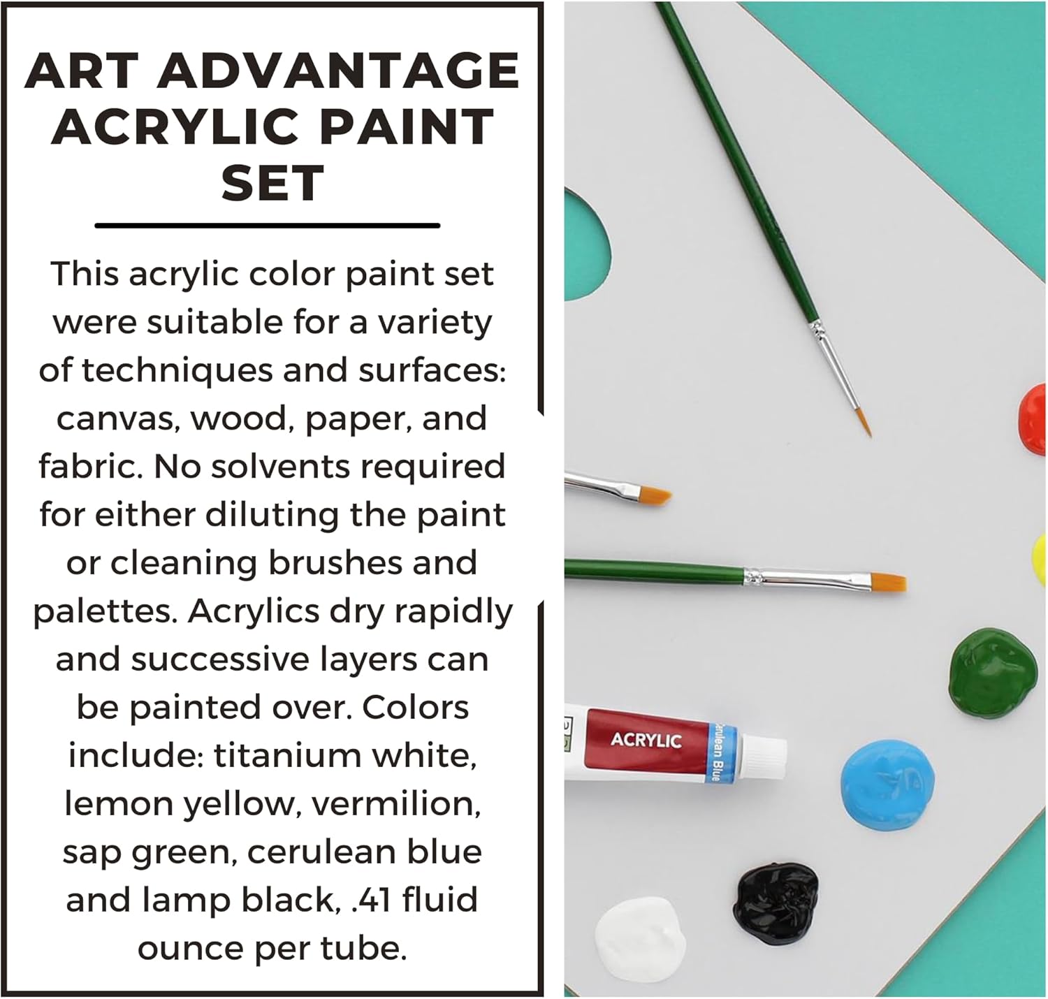 Art Advantage Paint Set Acrylic .41Oz 6 Color Arts & Crafts JB-20586_2