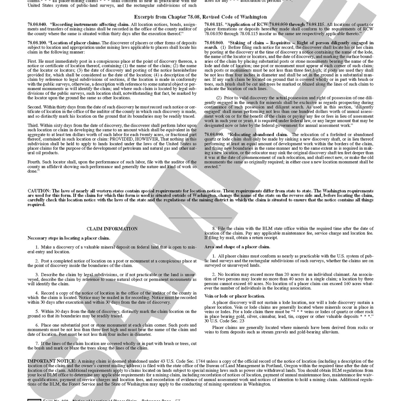250 Notice Of Location JB-23191