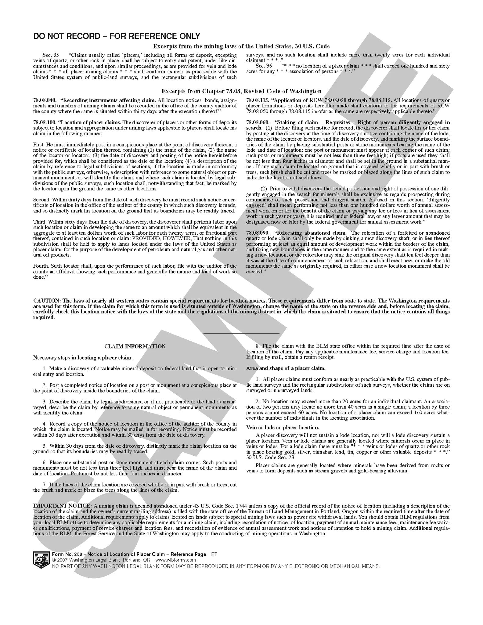 250 Notice Of Location JB-23191