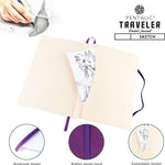 Pentalic 6" X 8" Pocket Sketchbook Traveler Journal, 160 Pages, Purple JB-25403_3