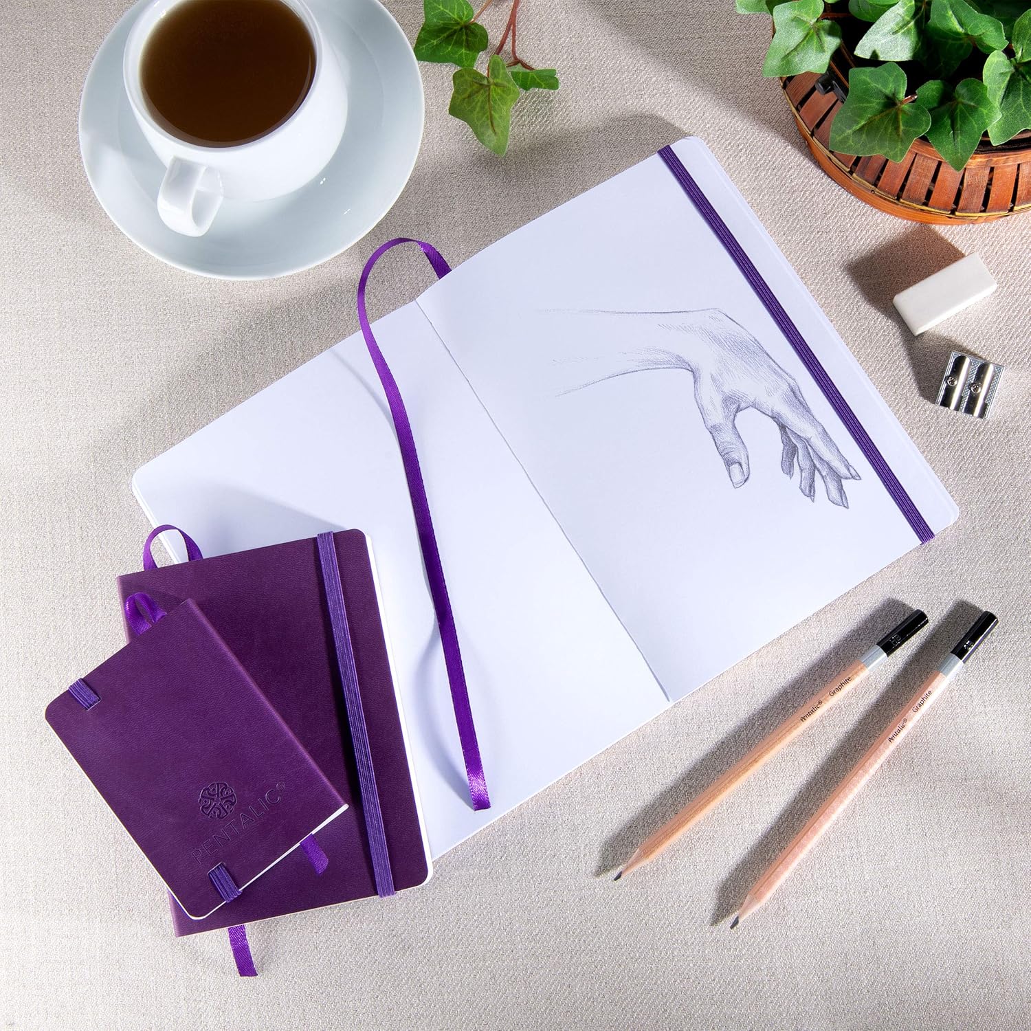 Pentalic 6" X 8" Pocket Sketchbook Traveler Journal, 160 Pages, Purple JB-25403_4