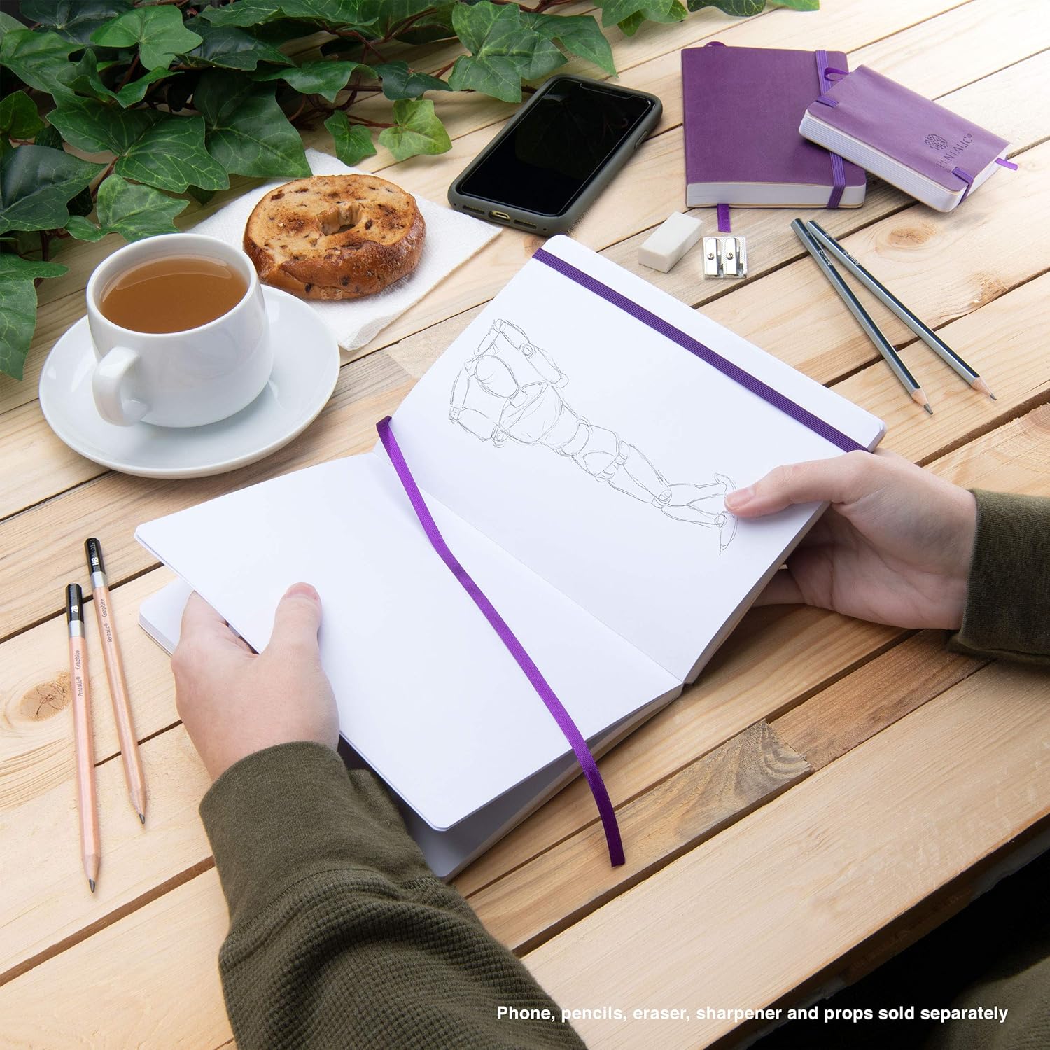 Pentalic 6" X 8" Pocket Sketchbook Traveler Journal, 160 Pages, Purple JB-25403_5