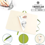 Pentalic 4" X 6" Pocket Sketchbook Traveler Journal, 160 Pages, Olive Green JB-25408_3