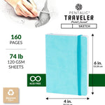 Pentalic 4" X 6" Pocket Sketchbook Traveler Journal, 160 Pages, Turquoise JB-26913_4
