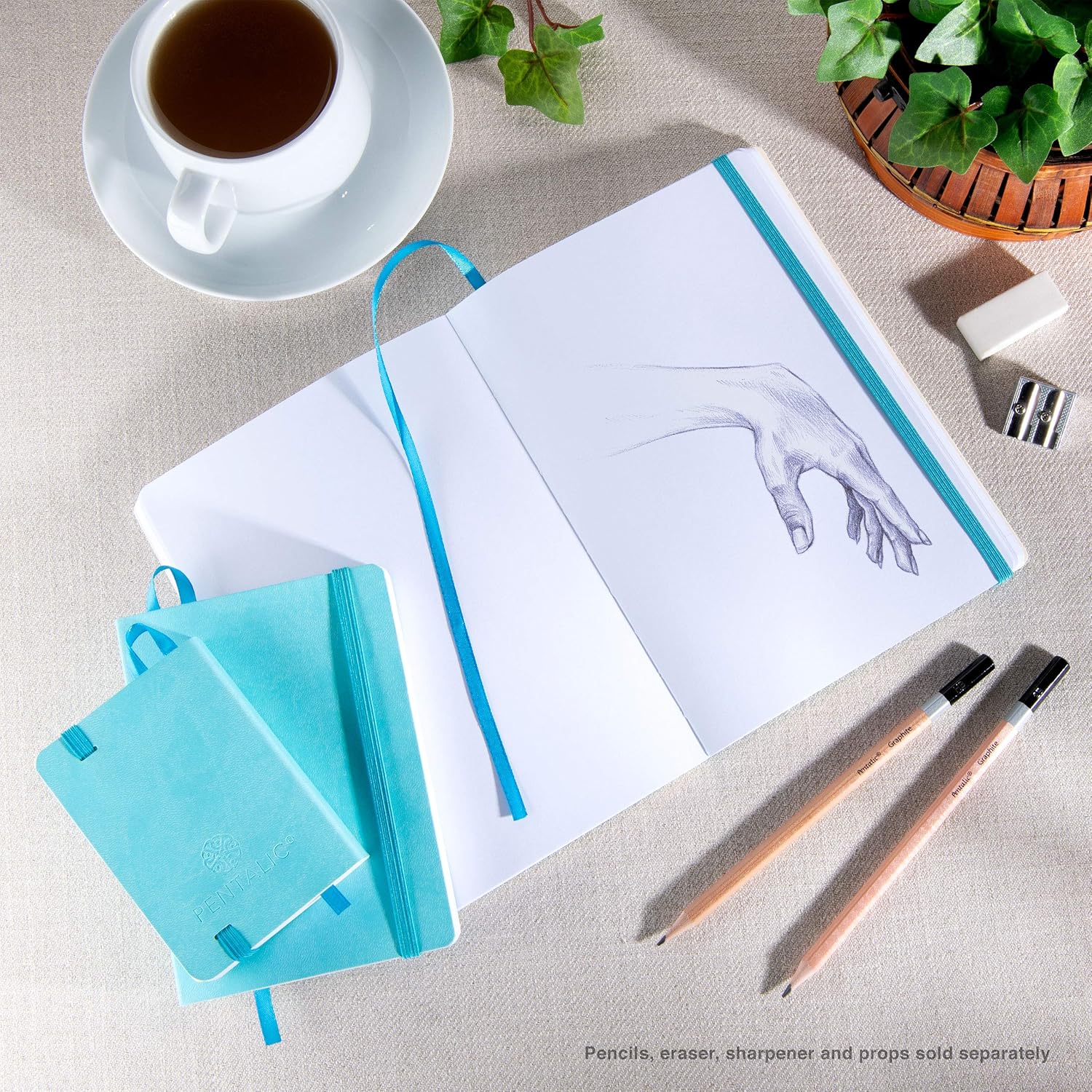 Pentalic 6" X 8" Pocket Sketchbook Traveler Journal, 160 Pages, Turquoise JB-27930_4