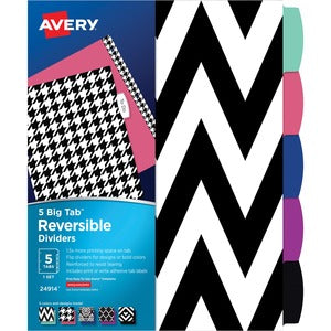 Avery Big Tab Reversible Fashion Dividers For 3 Ring Binders, 5 Tab Set JB-29604_1a456b9f-1820-4960-8e87-153be0d8189c