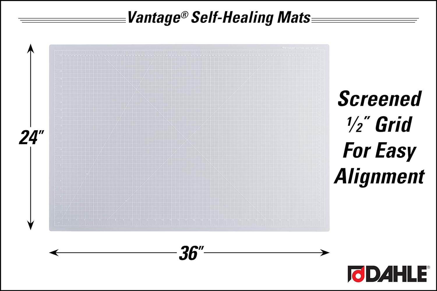 Dahle Vantage 10683 See-Through Premium Self-Healing Cutting Mat, 24"X36", 1/2" JB-31543_1