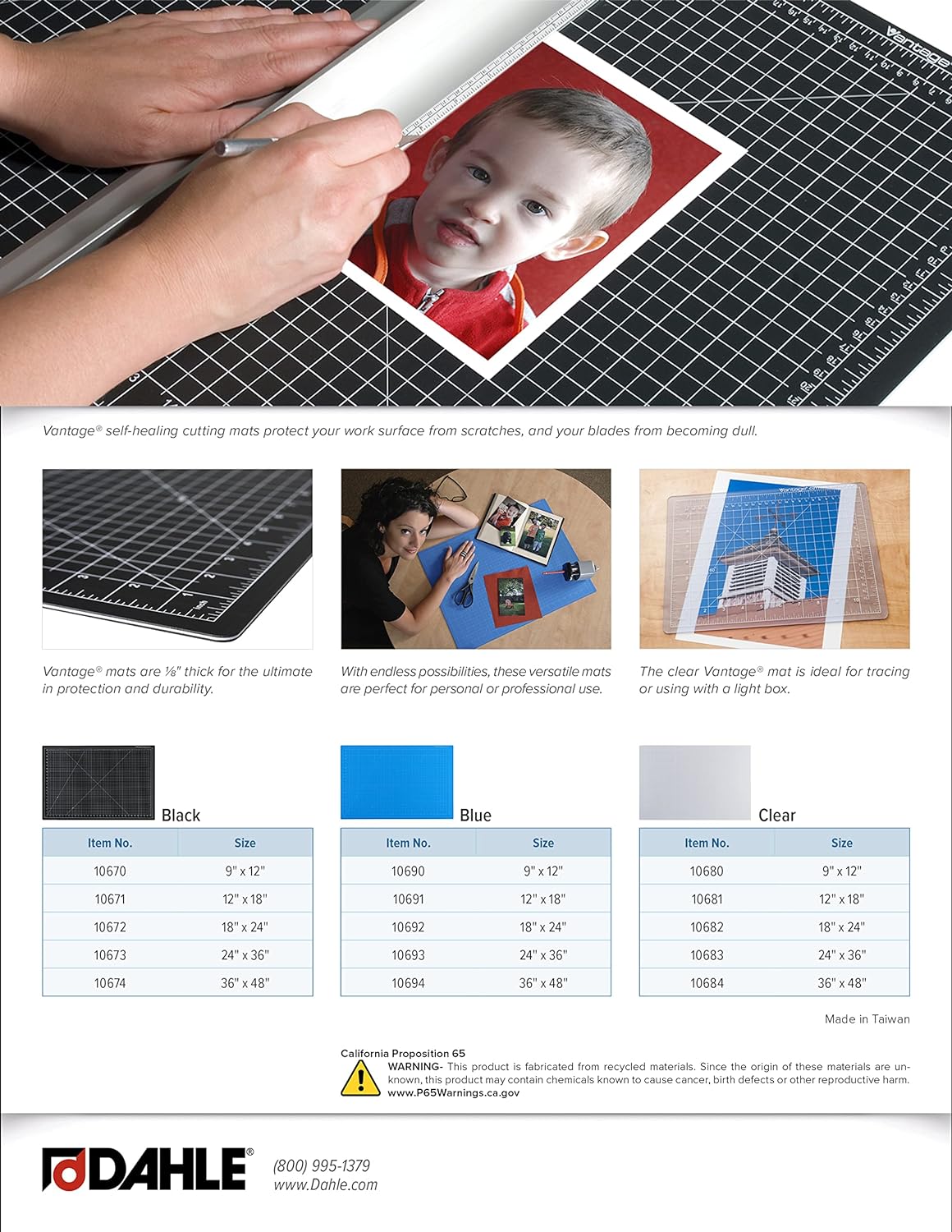 Dahle Vantage 10683 See-Through Premium Self-Healing Cutting Mat, 24"X36", 1/2" JB-31543_5