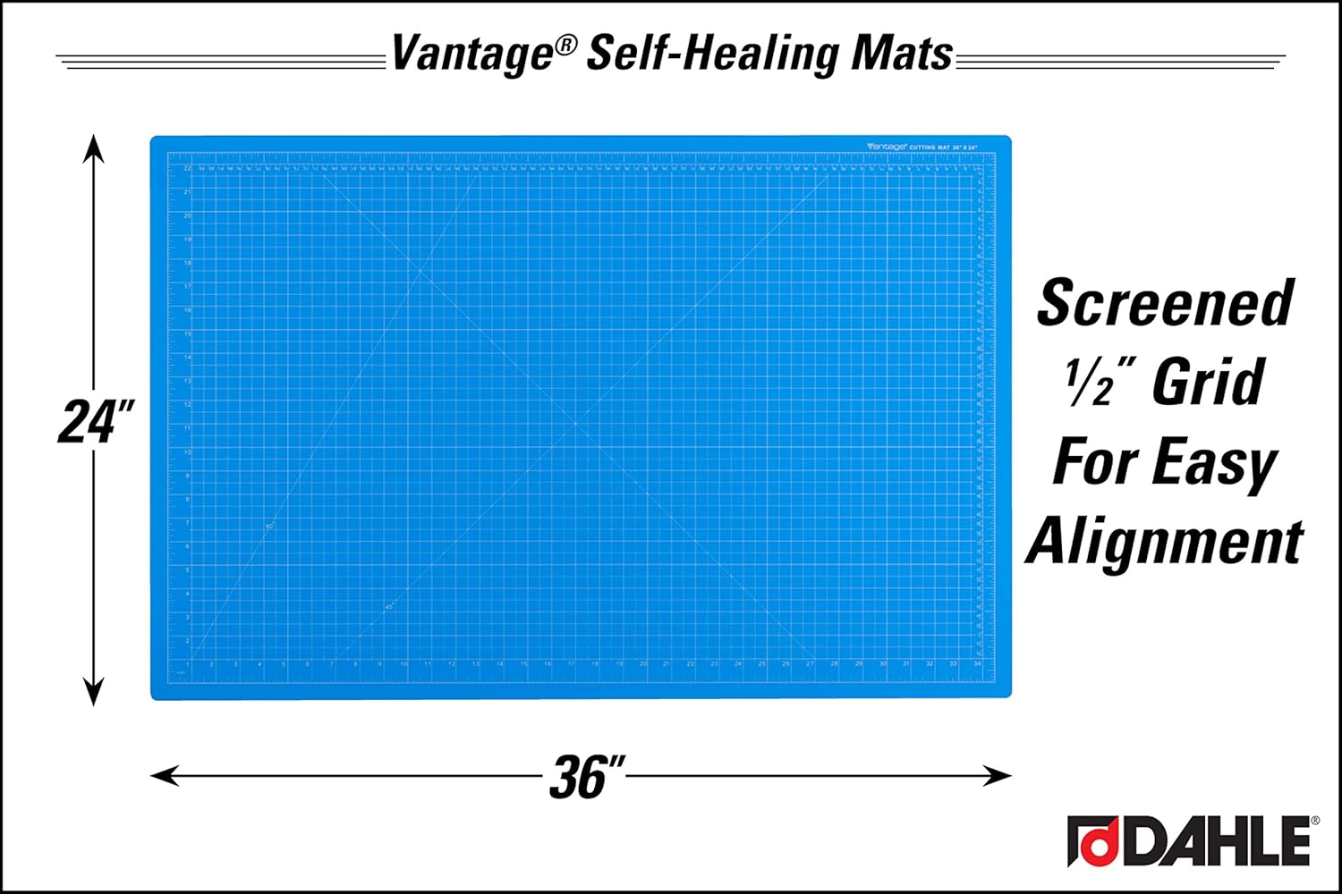 Dahle Vantage 10693 Premium Self-Healing Cutting Mat, 24"X36", 1/2" Grid Arts & Crafts JB-31544_2