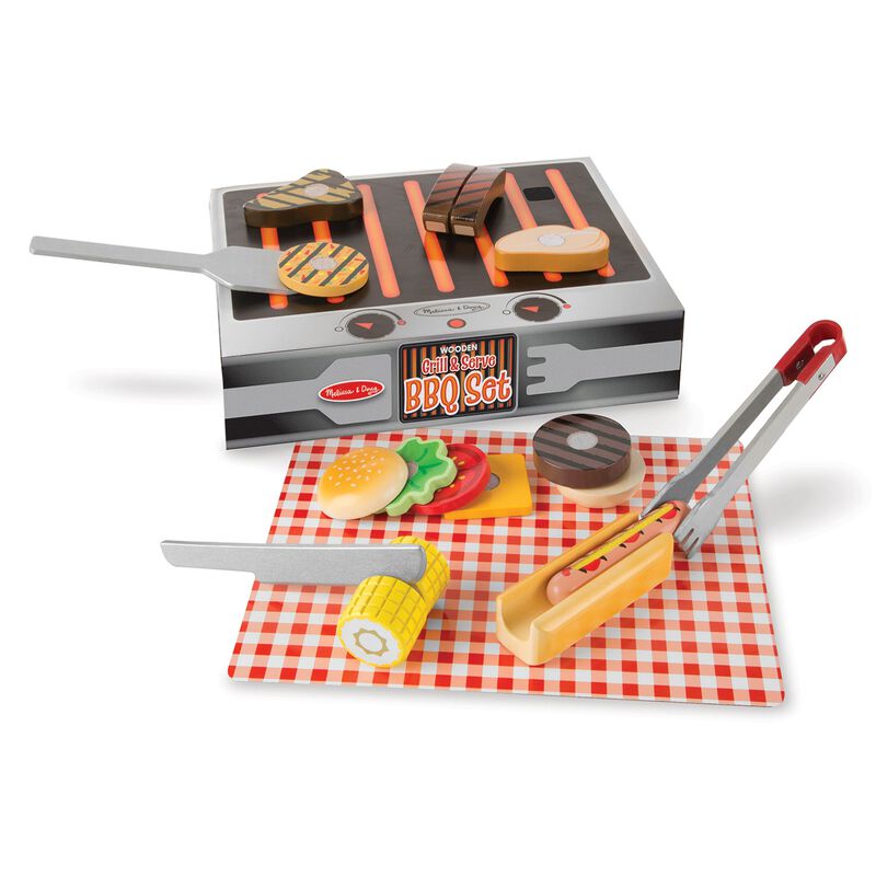 M&D Wooden Grill And Serve Bbq Set Melissa & Doug JB-32104_15e5cf1d-9fff-4782-97b9-5749fea015ce