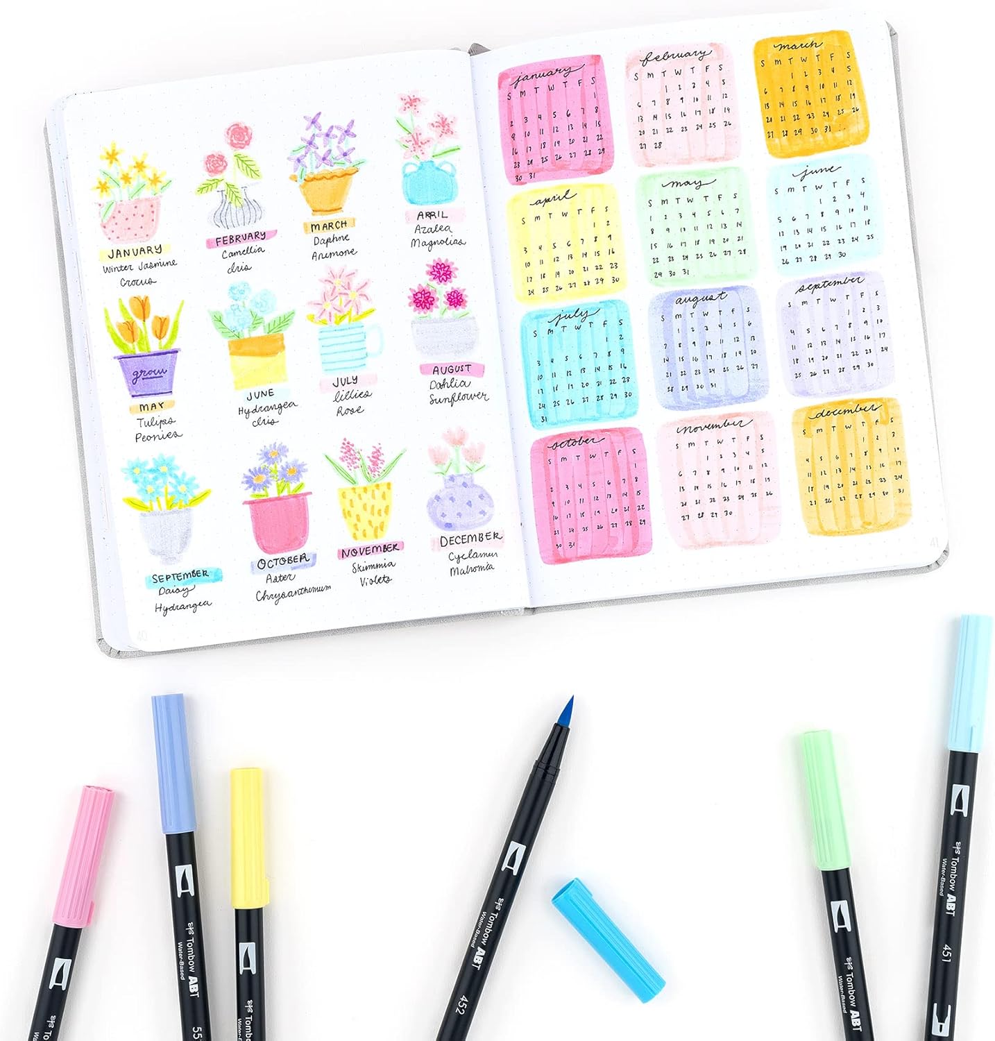 Mark Dual Brush Pen Pastel Tombow 10Pc Set Marker Arts & Crafts JB-33808_8
