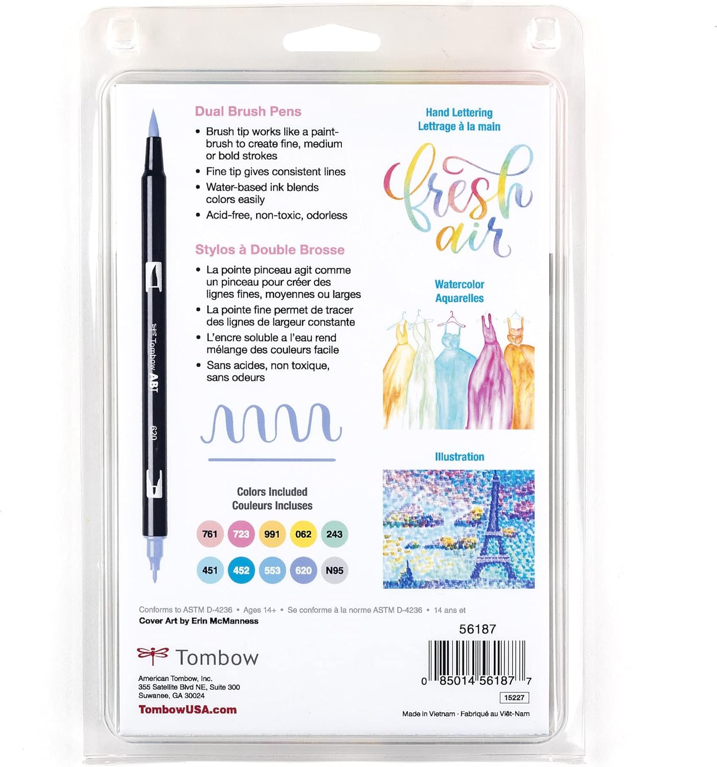 Mark Dual Brush Pen Pastel Tombow 10Pc Set Marker Arts & Crafts JB-33808_9