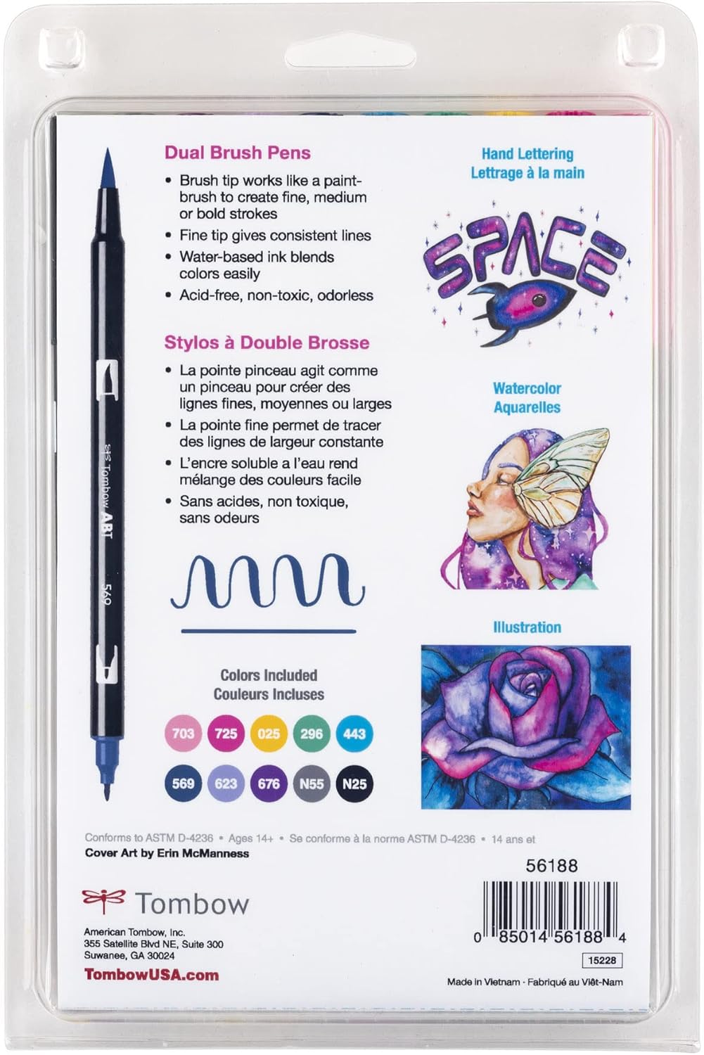 Mark Dual Brush Pen Galaxy Tombow 10Pc Set Marker Arts & Crafts JB-33809_8
