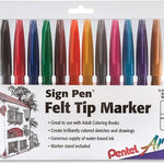 Pentel Felt Tip Sign Pen, Set Of 12 Assorted Colors Arts & Crafts JB-34045_2406a59b-611e-427b-a24c-d7aa61c1651f