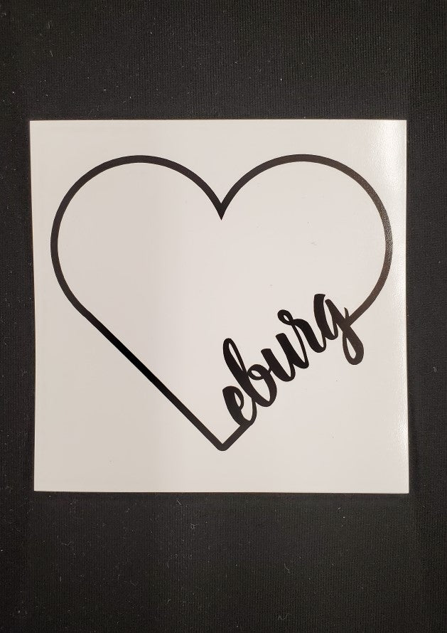 Eburg Heart Sticker Black/White Ellensburg 3.5X3.5" JB-37306