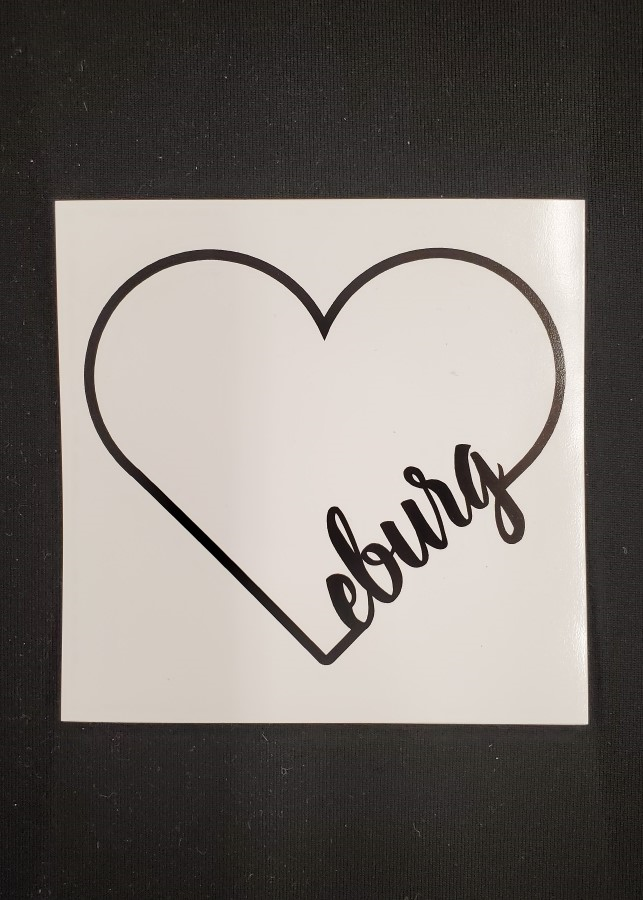 Eburg Heart Sticker Black/White Ellensburg 3.5X3.5" JB-37306