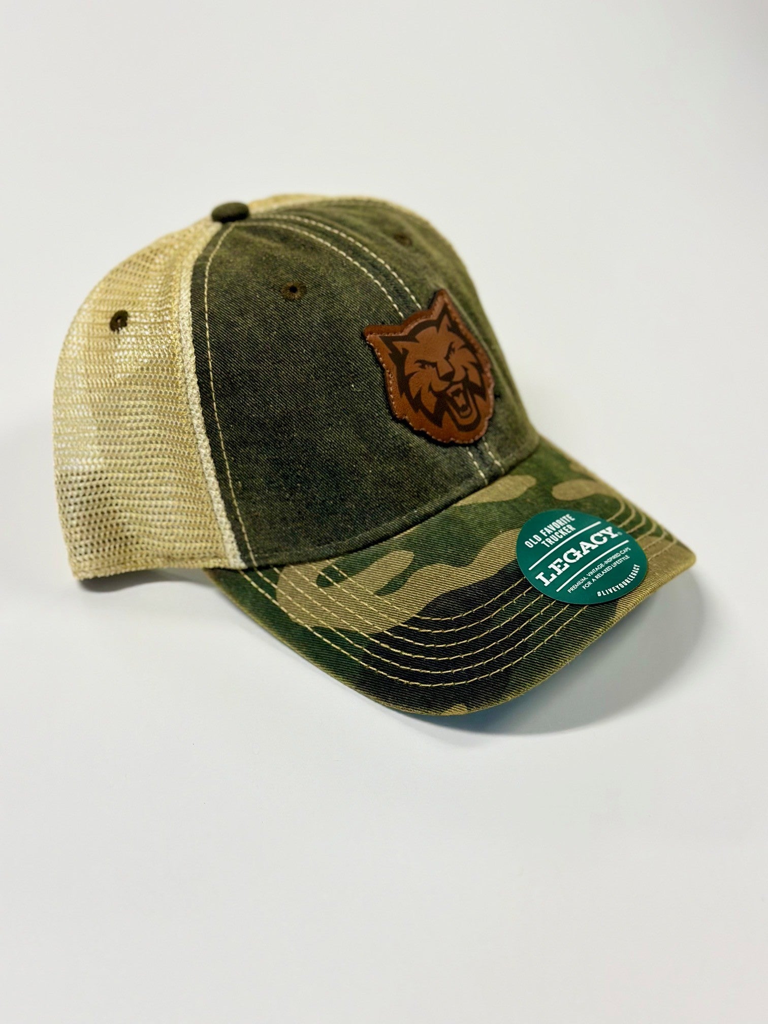 CWU Wildcat Logo Leather Patch Camo Hat JB-37788_3
