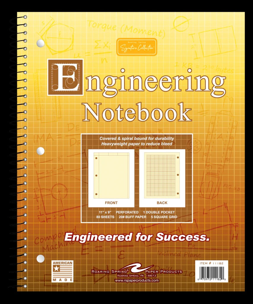 Roaring Springs Wirebound Engineering Notebook - 8.5" X 11" - Buff JB-38266