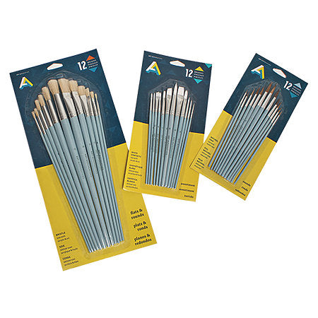 Brush Set Round & Flat Brush Set Of 12 JB-38433_831a3566-9a13-464a-a6eb-63ef792e467e